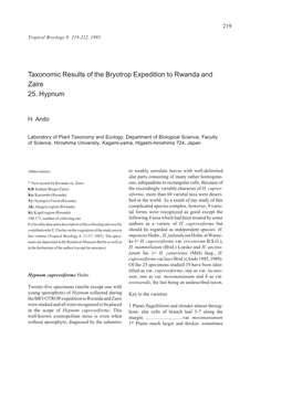 Taxonomic Results of the Bryotrop Expedition to Rwanda and Zaire 25. Hypnum