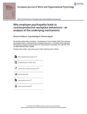 Why Employee Psychopathy Leads to Counterproductive Workplace Behaviours : an Analysis of the Underlying Mechanisms