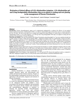 Evaluation of Clinical Efficacy of 0.2% Chlorhexidine Irrigation, 1.5