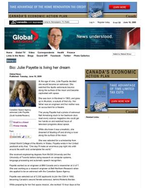 Bio: Julie Payette Is Living Her Dream