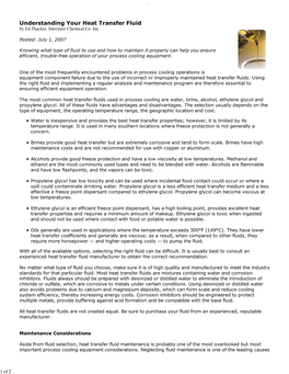 Understanding Your Heat Transfer Fluid by Ed Thacker, Interstate Chemical Co