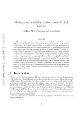 Mathematical Modelling of the Vitamin C Clock Reaction Arxiv:1808.06010