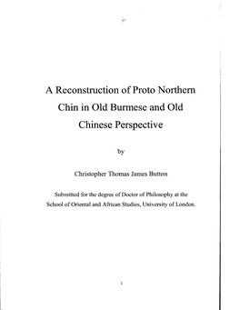 A Reconstruction of Proto Northern Chin in Old Burmese and Old Chinese Perspective