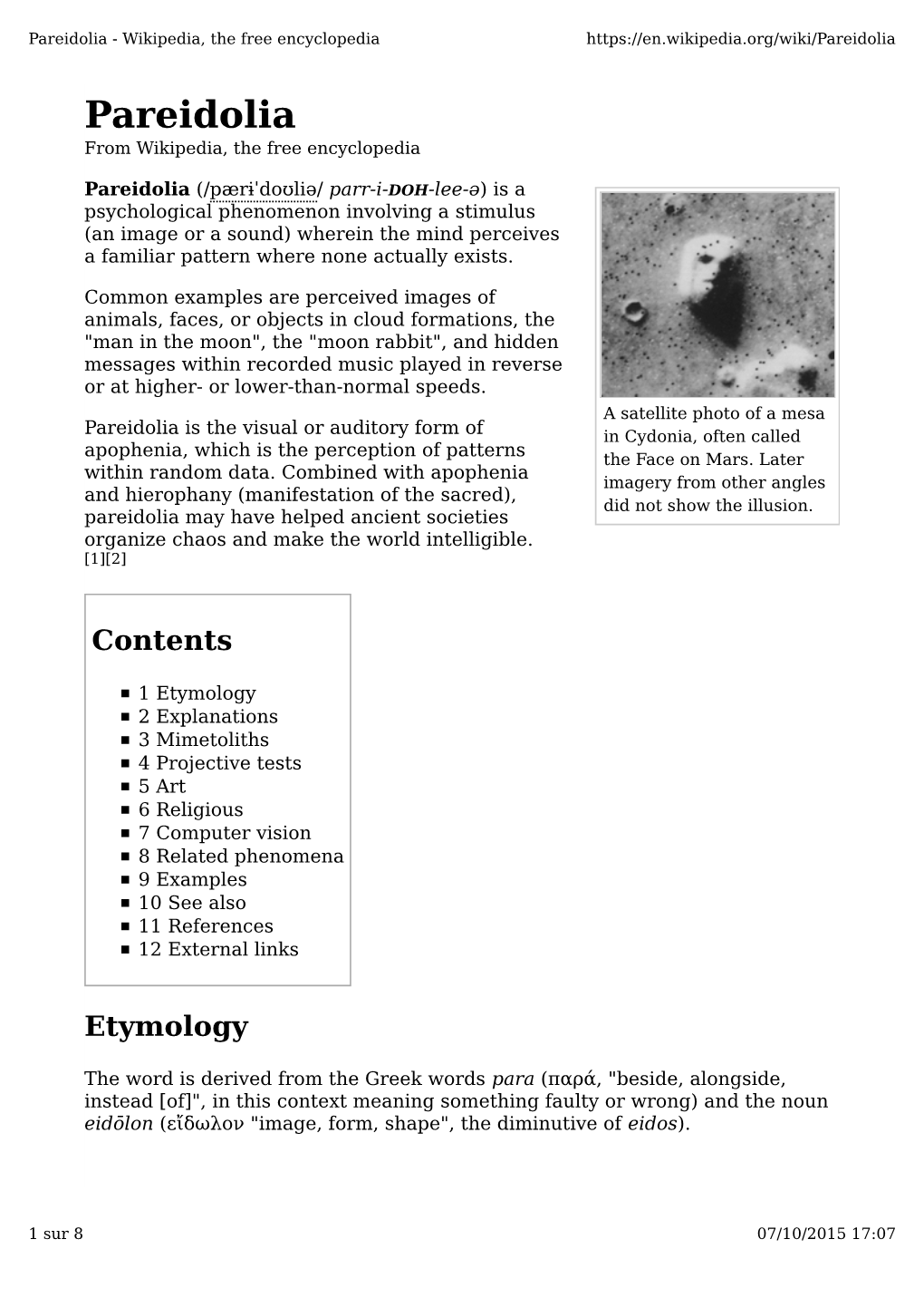 Pareidolia - Wikipedia, the Free Encyclopedia