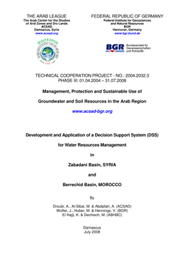 Technical Cooperation Project - No.: 2004.2032.3 Phase Iii: 01.04.2004 – 31.07.2008