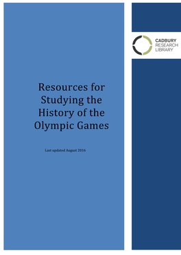 Resources for Studying the History of the Olympic Games