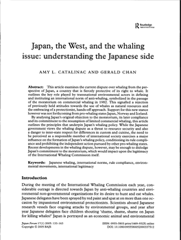 Japan, the West, and the Whaling Issue: Understanding the Japanese Side