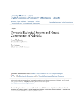 Terrestrial Ecological Systems and Natural Communities of Nebraska Steven B