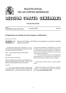 Boletín Oficial De Las Cortes Generales