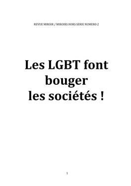 Les LGBT Font Bouger Les Sociétés !