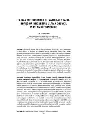 Fatwa Methodology of National Sharia Board of Indonesian Ulama Council in Islamic Economics