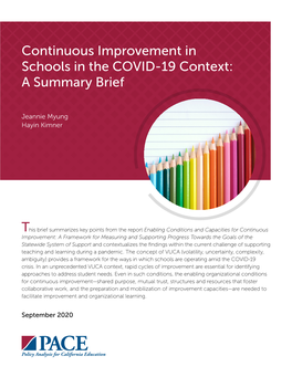 Continuous Improvement in Schools in the COVID-19 Context: a Summary Brief