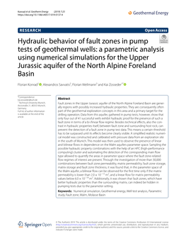 Hydraulic Behavior of Fault Zones in Pump Tests of Geothermal Wells