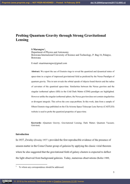 Probing Quantum Gravity Through Strong Gravitational Lensing