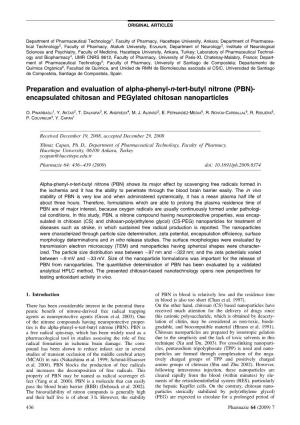 (PBN)- Encapsulated Chitosan and Pegylated Chitosan Nanoparticles