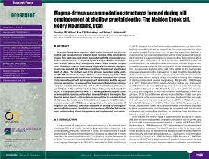 Magma-Driven Accommodation Structures Formed During Sill Emplacement at Shallow Crustal Depths: the Maiden Creek Sill