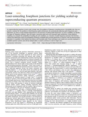 Laser-Annealing Josephson Junctions for Yielding Scaled-Up Superconducting Quantum Processors ✉ Jared B
