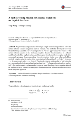 A Fast Sweeping Method for Eikonal Equations on Implicit Surfaces