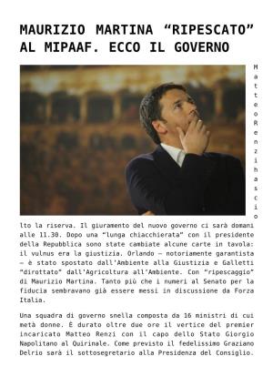 Maurizio Martina &#8220;Ripescato&#8221; Al