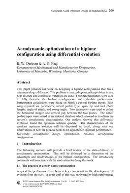 Aerodynamic Optimization of a Biplane Configuration Using Differential Evolution