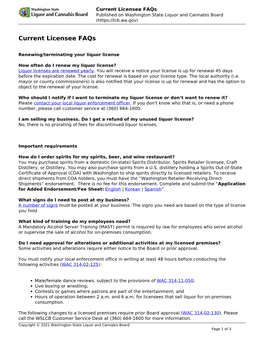 Current Licensee Faqs Published on Washington State Liquor and Cannabis Board (