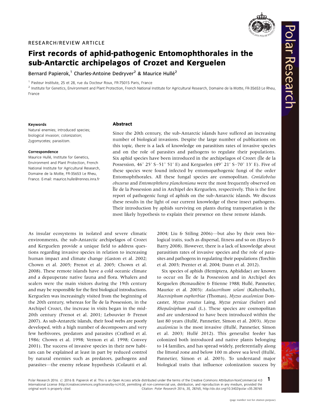 First Records of Aphid-Pathogenic Entomophthorales in the Sub