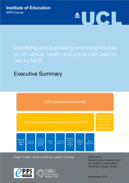 Identifying and Appraising Promising Sources of UK Clinical, Health and Social Care Data for Use by NICE