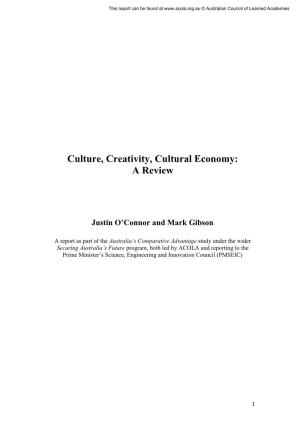 Culture, Creativity, Cultural Economy: a Review