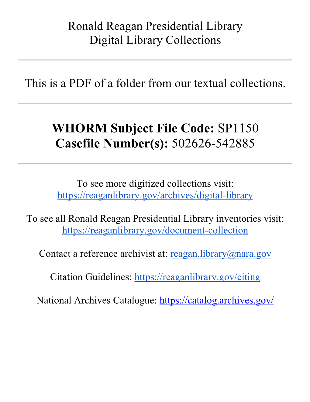 SP1150 Casefile Number(S): 502626-542885