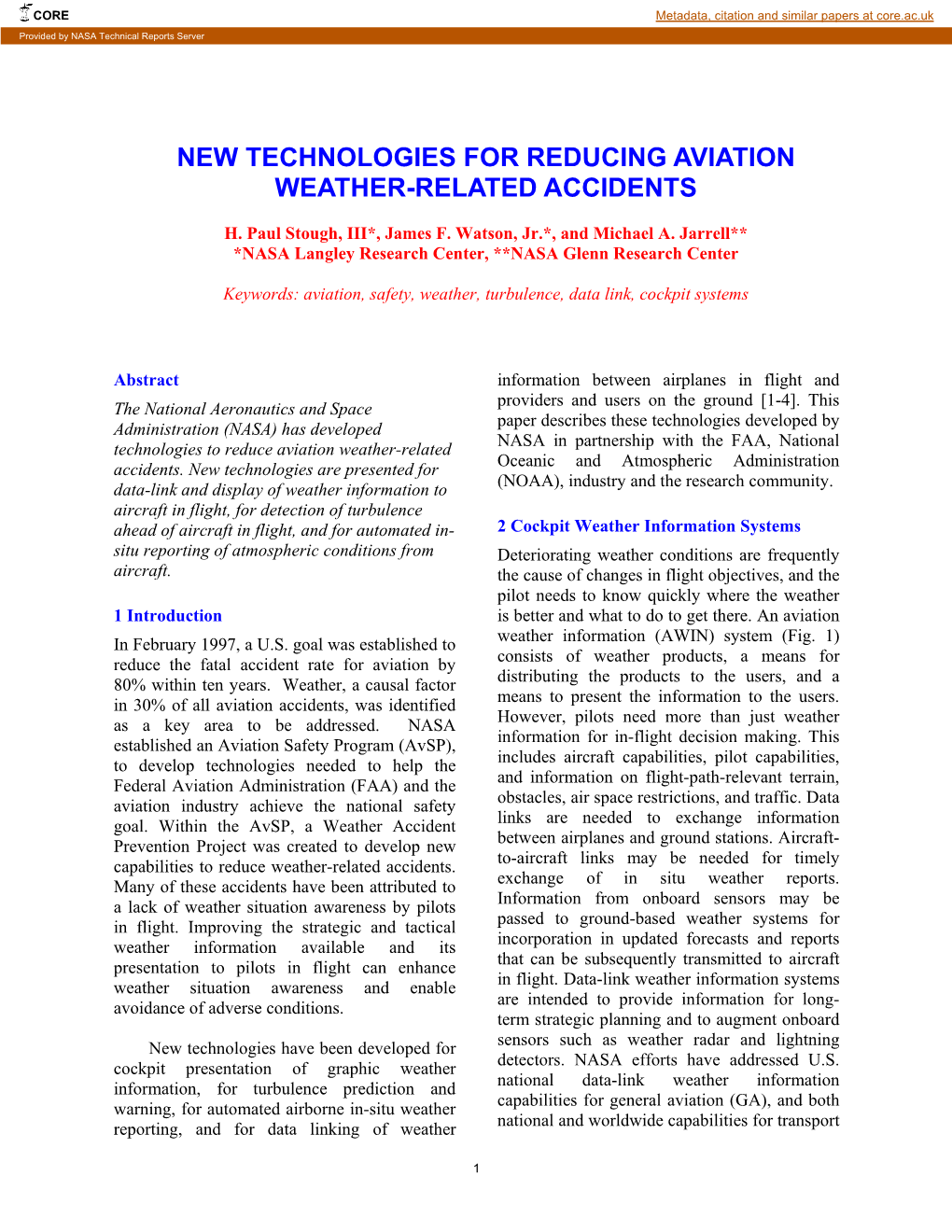 New Technologies for Reducing Aviation Weather-Related Accidents