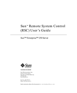 Sun Remote System Control (RSC) User's Guide
