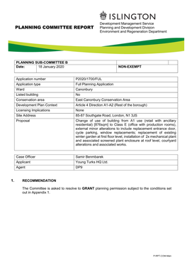 PLANNING COMMITTEE REPORT Planning and Development Division Environment and Regeneration Department