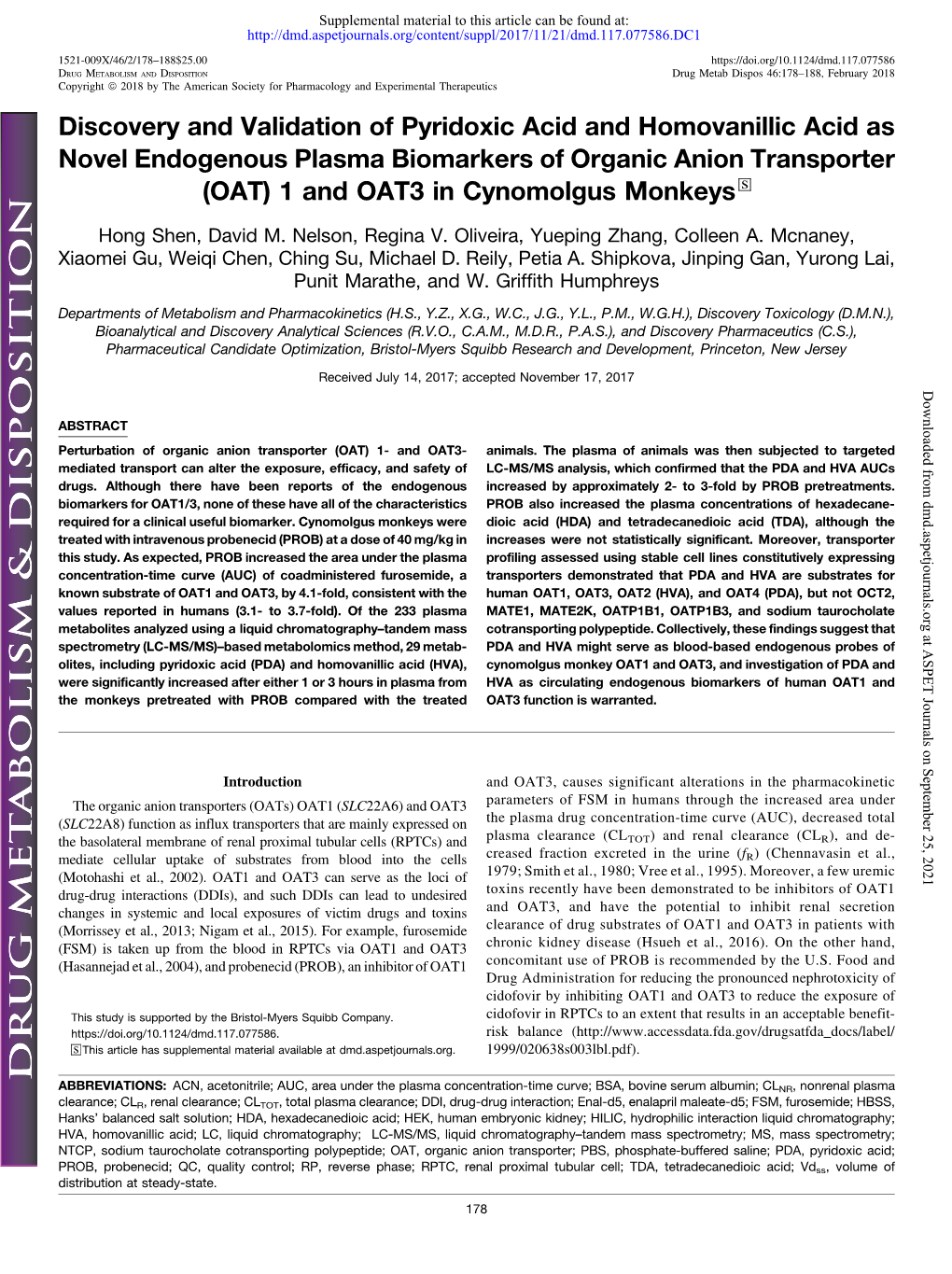 Discovery and Validation of Pyridoxic Acid and Homovanillic Acid As