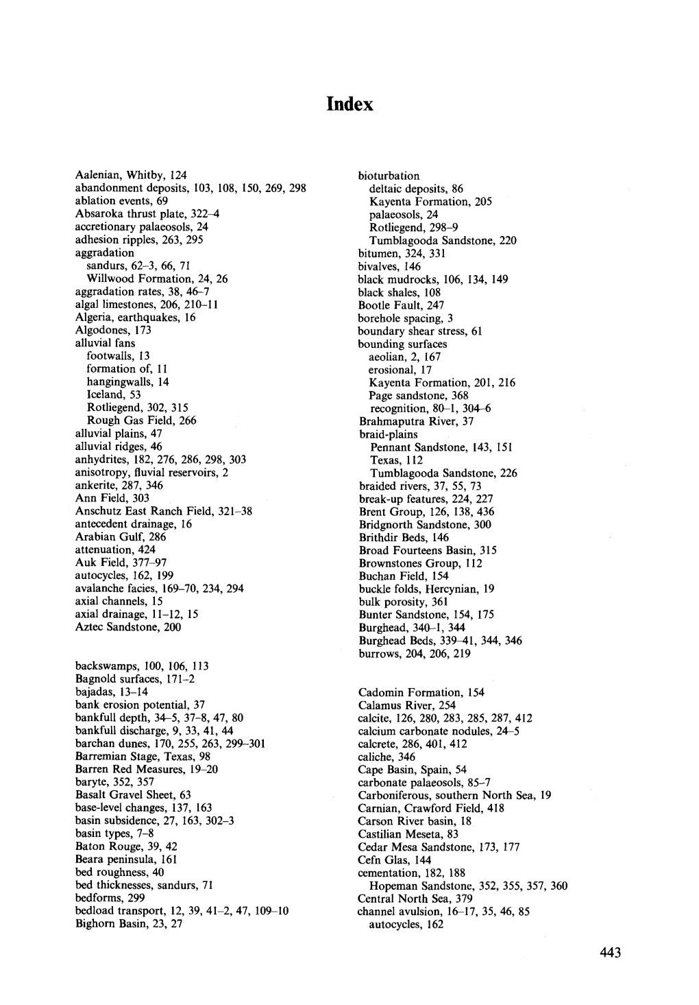 Aalenian, Whitby, 124 Abandonment Deposits, 103, 108, 150, 269, 298