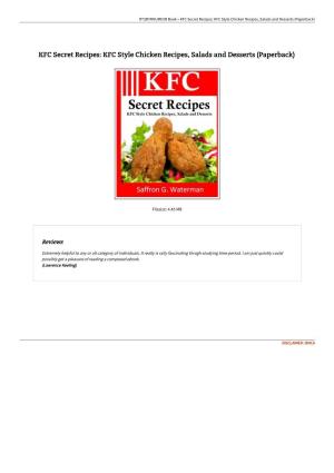 KFC Style Chicken Recipes, Salads and Desserts (Paperback)