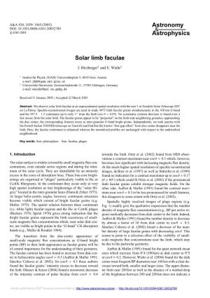 Solar Limb Faculae