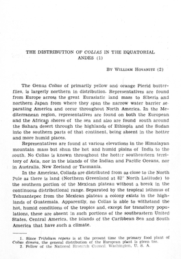 THE DISTRIBUTION of Collas in the EQUATORIAL ANDES (1)