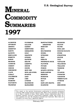 MINERAL Commodity SUMMARIES 1997