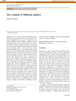 The Evolution of Müllerian Mimicry