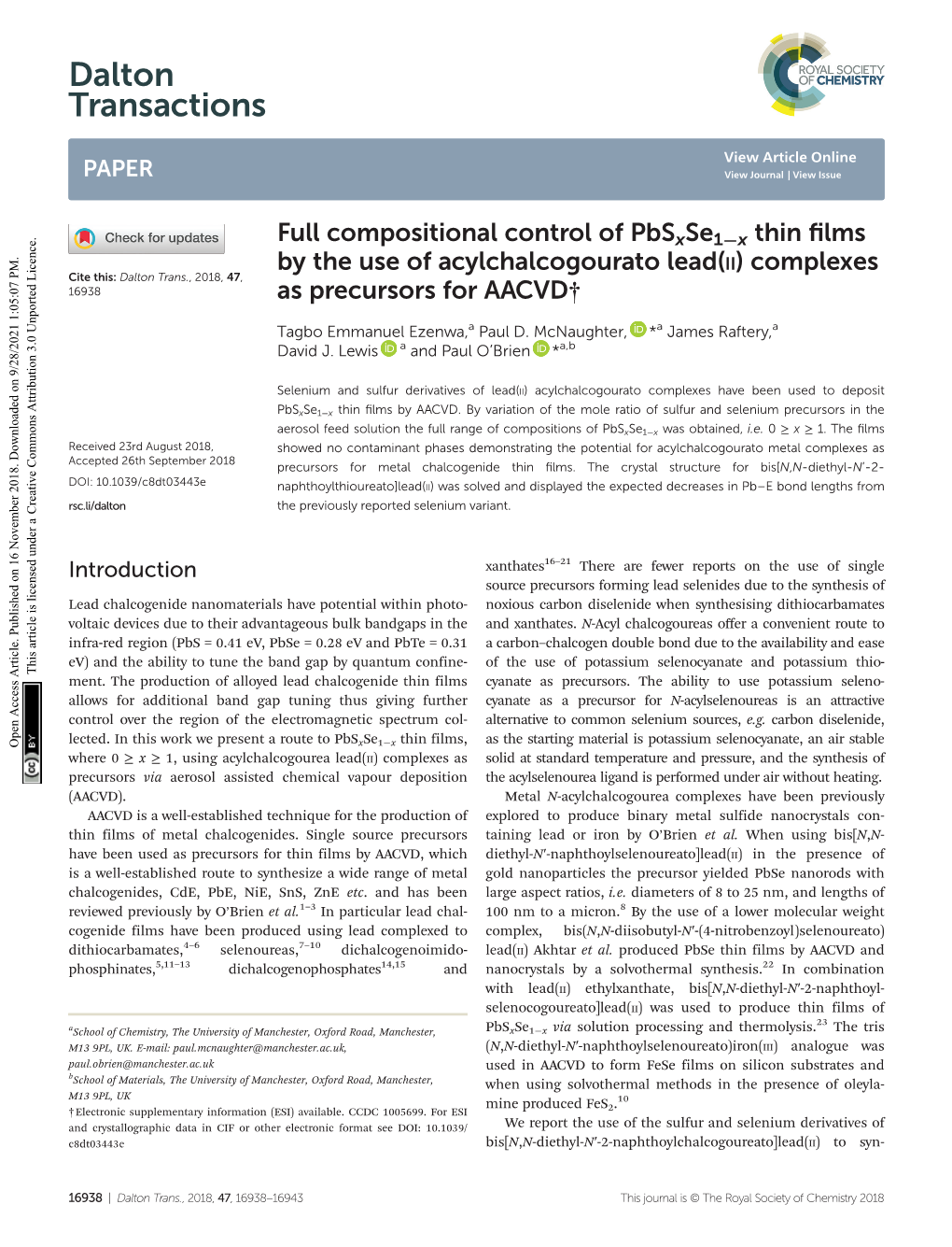 Full Compositional Control of Pbs X Se 1− X Thin Films by the Use Of