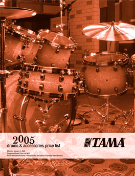 2005 Tama Drum and Hardware Price List