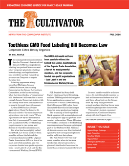Toothless GMO Food Labeling Bill Becomes Law Corporate Elites Betray Organics