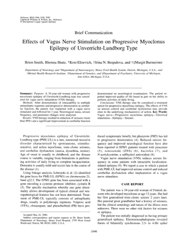 Effects of Vagus Nerve Stimulation on Progressive Myoclonus Epilepsy of Unverricht-Lundborg Type