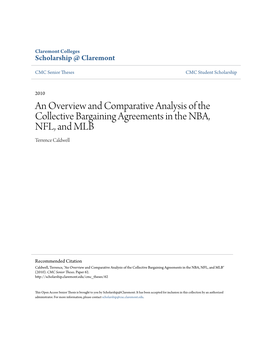 An Overview and Comparative Analysis of the Collective Bargaining Agreements in the NBA, NFL, and MLB Terrence Caldwell