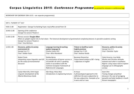 1 Corpus Linguistics 2015: Conference Programme