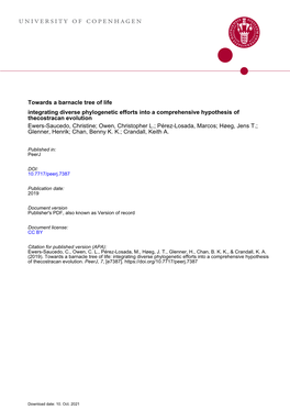 Towards a Barnacle Tree of Life: Integrating Diverse Phylogenetic Efforts Into a Comprehensive Hypothesis of Thecostracan Evolution