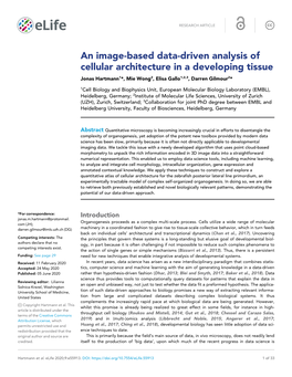An Image-Based Data-Driven Analysis of Cellular Architecture in a Developing Tissue Jonas Hartmann1*, Mie Wong2, Elisa Gallo1,2,3, Darren Gilmour2*