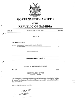 Government Gazette Republic of Namibia