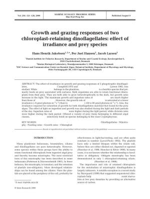 Growth and Grazing Responses of Two Chloroplast-Retaining Dinoflagellates: Effect of Irradiance and Prey Species