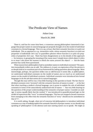 The Predicate View of Names